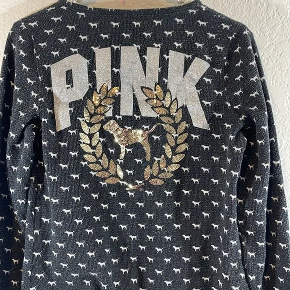 VICTORIA’S SECRET PINK Dog Print Long Sleeve Top Sleepwear Pajamas Size Small - Picture 7 of 12